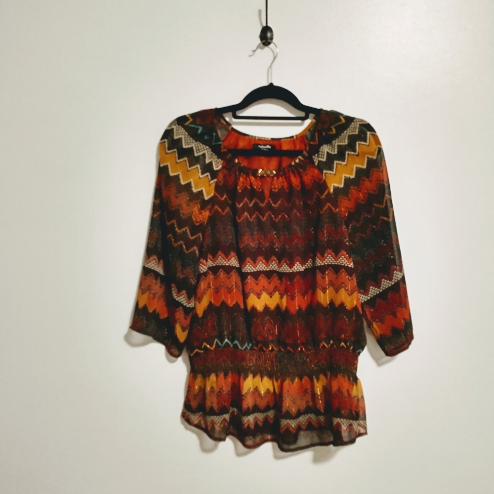 Fall color, natural rafaella lined blouse size large